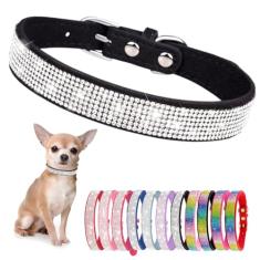 Coleira de cachorro com strass para cães pequenos, diamante brilhante, brilhante, cristal, linda, joia, filhote de estimação, coleiras para animais de estimação, PP, PP, médio, grande, raças, meninas,
