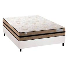 Cama Box Casal: Colchão Molas Plumatex MasterPocket Ensacadas Smart Milano + Base CRC Courano Branco(138x188)