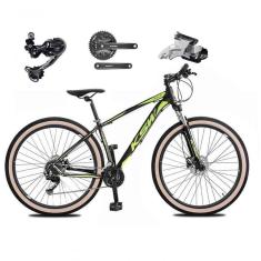 Bicicleta Aro 29 Ksw Xlt Deore E Altus 27v Freio Hidráulico Garfo Trava Pneu Faixa Bege - Preto-verde Tam.19