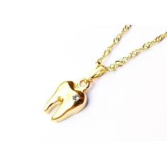Colar Cordão Dente Dentista Folheado A Ouro 18k - Milena Folheados