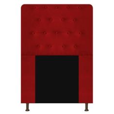Cabeceira Estofada Brenda 90 cm Solteiro Com Botonê  Suede Vermelho - 