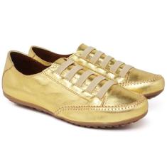 Tênis Mocatênis Feminino Casual Mocassim Confort Couro Calce Facil - S