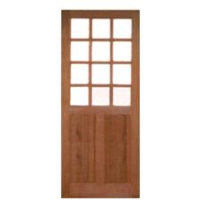 Porta de Madeira 02 Almofadas 12 Vidros Reta Maciça Cedro Arana Casmav