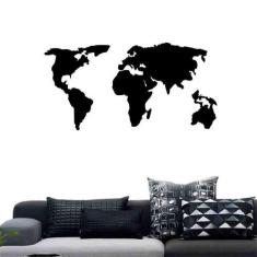 Quadro Decorativo Vazado Mapa Mundi Político MDF 6mm Preto - Decoarts,
