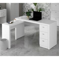 Escrivaninha De Canto Reversível ME4101 Branco Tecno Mobili,  Branco