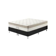 Cama Box Queen Preto + Colchão Molas Ensacadas Houston Pillow Inn 158x