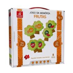 Jogo Da Memoria Frutas 24pcs Madeira 9770 - Brincadeira De Crianca