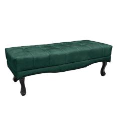 Recamier Decorativo 140cm Loewe Veludo Pés de Madeira Verde Floresta - Gran Belo