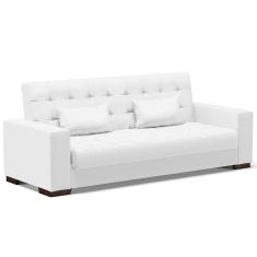 Sofá Cama Decorativo 210cm Beesley Pu Branco Fosco - Gran Belo