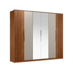 Guarda Roupa Casal 6 Portas Com Ripado e Com Espelho 6 Gavetas Atrice 