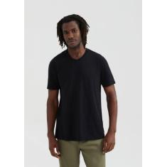 Camiseta Básica Masculina Manga Curta Regular Decote V World, P, Preto