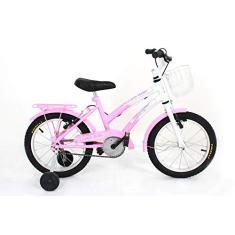 Bicicleta Menina Infantil Aro 16 Completa C/Cesta Linda (Rosa c/Branco)