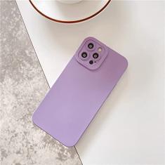 Capa de telefone fluorescente de silicone macio de cor sólida para iPhone 13 12 11 Pro XS Max 7 8 Plus X XR SE 2 Capa de proteção de câmera, roxa, para iPhone 11Pro Max