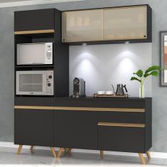 Cozinha Compacta 3 peças com Leds MP2020 Veneza Up Multimóveis Preta