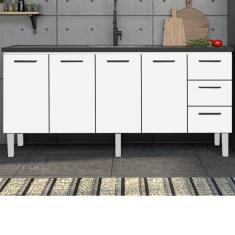Balcão para Pia de Cozinha 180cm 4 Portas 3 Gavetas Vênus Cozimax Branco