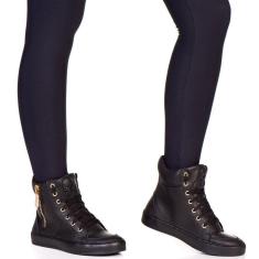 Tenis Fitness Feminino Botinha Treino Academia Couro com Ziper-Feminino