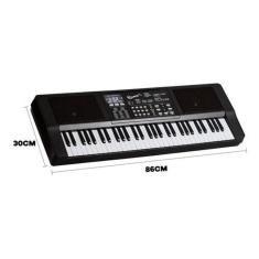 Kit Teclado Musical Estudante 61 Teclas Multi Funções Queens
