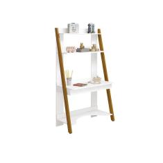 Escrivaninha/ Estante Simba Infantil com Pés em Madeira Branco Fosco - Reller