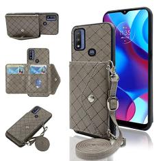 Capa carteira compatível com Motorola Moto G Power 2022/MotoG Play 2023/G Pure 2021 com alça de ombro transversal e suporte para cartão de crédito de couro para XT2165DL XT2163DL XT2165-5 XT2271-5