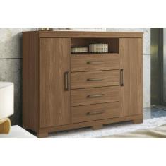 Cômoda de Quarto Master c/ 2 Portas 1 Nicho e 4 Gavetas c/ Pés Jatoba/Atacama - Santos Andirá
