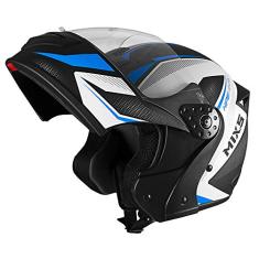 Capacete de Moto Mixs MX Gladiator Neo Articulado Escamoteável Robocop Preto Com Vermelho 62