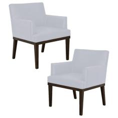 Kit 02 Poltronas Decorativas Sala De Estar Vitória W01 Corano Branco - Mpozenato