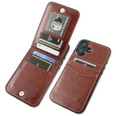 KIHUWEY Capa carteira compatível com iPhone 16 Plus com suporte para cartão de crédito, fecho magnético de couro premium com suporte, capa protetora resistente para iPhone 16 Plus de 6,7 polegadas