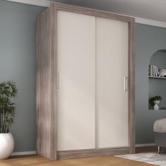 Guarda Roupa Solteiro 2 Portas Liz Yescasa Castanho/Off White