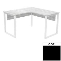 Mesa de Escritório em L Pé Tubular PE25 em MDP 145 x 145 x 60 cm Preta