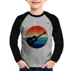 Camiseta Raglan Infantil Violão Vintage Sunset Manga Longa - Foca na M