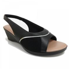 Sandália Usaflex Plataforma em Couro MM0906, Preto, 37