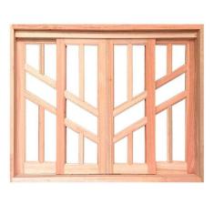 Janela de Madeira Vitro de Correr Diamante Reto Padrão Cedro Batentes 