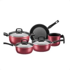 Conjunto de Panelas MTA Antiaderente Safira Cereja 5 Peças