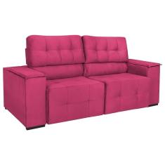 Sofá Cama Retrátil Sala Vicenza 175cm Suede Cor Pink
