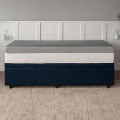 Cama Box Baú Casal Azul com Colchão Guldi Dream Mola Ensacada (30x138x