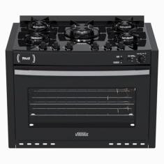 Fogao de Embutir 5 Bocas Venax Gaudi Platinum Vitreo Preto Gas GLP 127 V