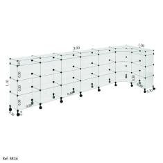 Balcão de Atendimento L Modulado em Vidro com Rodízios 3,00 x 1,10 x 1,00