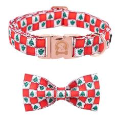 Coleira de cachorro de árvore de Natal com laço MR. CHUBBYFACE para meninos e meninas com gravata borboleta para cachorros pequenos, médios e grandes