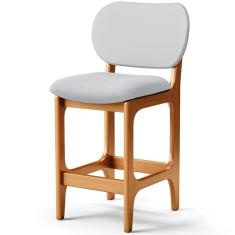 Banqueta Baixa Bar Cozinha E Sala De Jantar Fixa Betta L02 Imbuia Linho Cinza - Lyam Decor