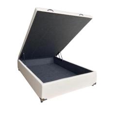 Cama Box Baú Viuvão Sintético Bege Com Pistão A Gás, Estrutura Reforça
