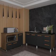 Balcão Cozinha Armário Gabinete de Pia 150 cm Deise e Balcão Lilian Pa