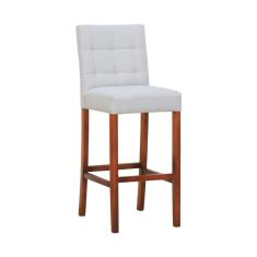 Banqueta Alta Bistrô Estofada Londres - Amêndoa Linho Bege