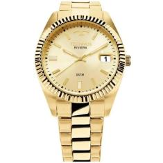 Relógio technos masculino riviera dourado analógico