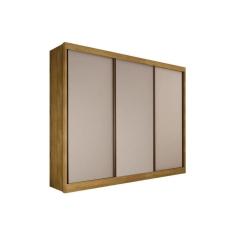 Guarda Roupa Casal Toulon 3 Portas de Correr 6 Gavetas MDF Freijó-Fendi Off Móveis Novo Horizonte
