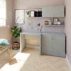 Mesa Reta Corp 25mm 80 cm Bramov Móveis Cinza Cristal