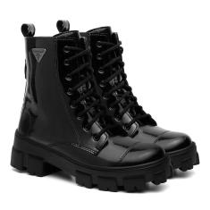 Bota Coturno Feminino Tratorada Ilhós Zíper Lateral Moderna