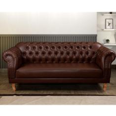 Sofá 3 Lugares Chesterfield Clássico Duque Marrom