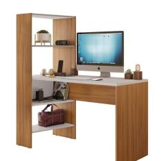 Escrivaninha Mesa Office 4 Prateleiras NT 2105 Notável Marrom Branco
