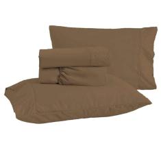 Jogo de Cama King Bordado Inglês Rozac Golden Bege Escuro (2 Lençois e 2 Fronha)