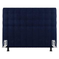 Cabeceira Cama Box Casal Dahlia 140Cm Com Frame Veludo Azul Marinho - Abmaza